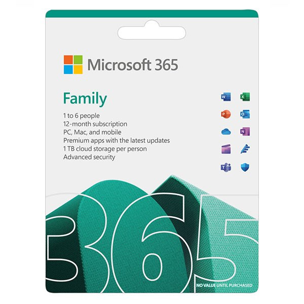 OFFICE 365 FAMILY -  1 Tài Khoản 5 Thiết bị 1 Năm + 1TB Lưu Trữ  - Hàng Chính Hãng