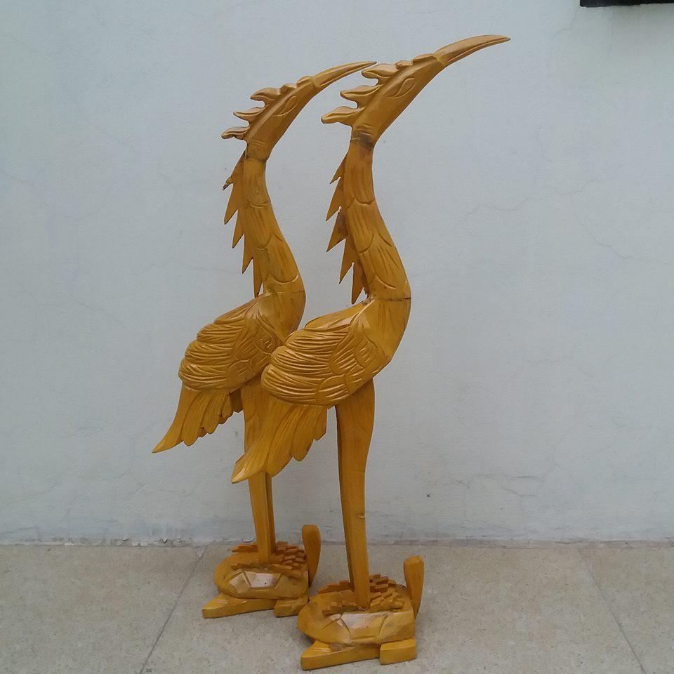 Hạc thờ gỗ mít cao 61cmx25cmx12cm
