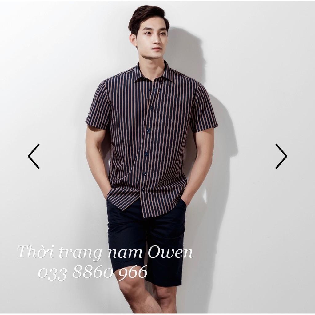 OWEN - Áo sơ mi ngắn tay Owen Slimfit vải sợi tre kẻ sọc 22685