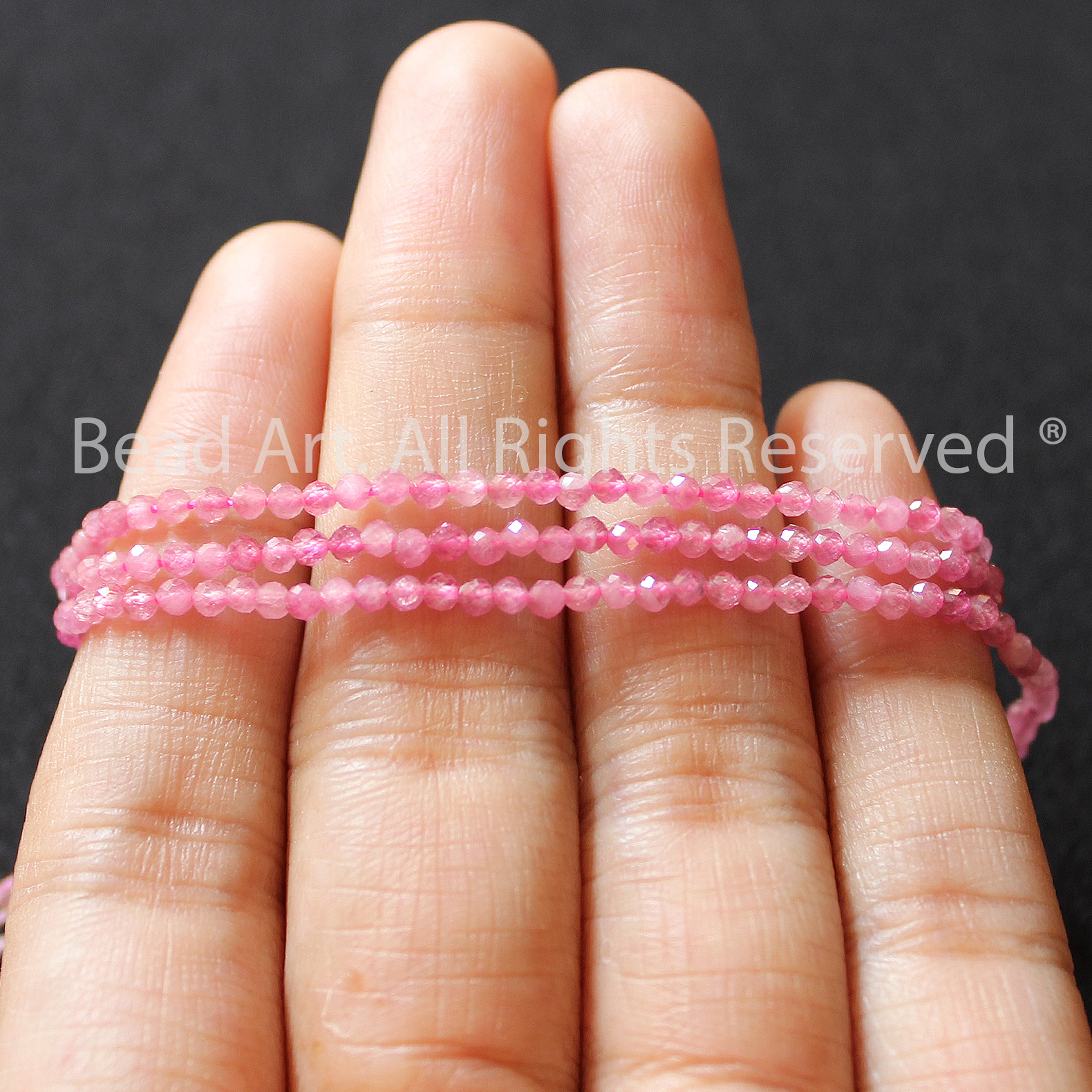 2MM Đá Tourmaline Hồng Giác Cắt Thiên Nhiên Size Mini , Mệnh Hoả, Thổ, Phối Vòng Tay Phong Thuỷ, Trang Sức, Chuỗi Hạt - Bead Art