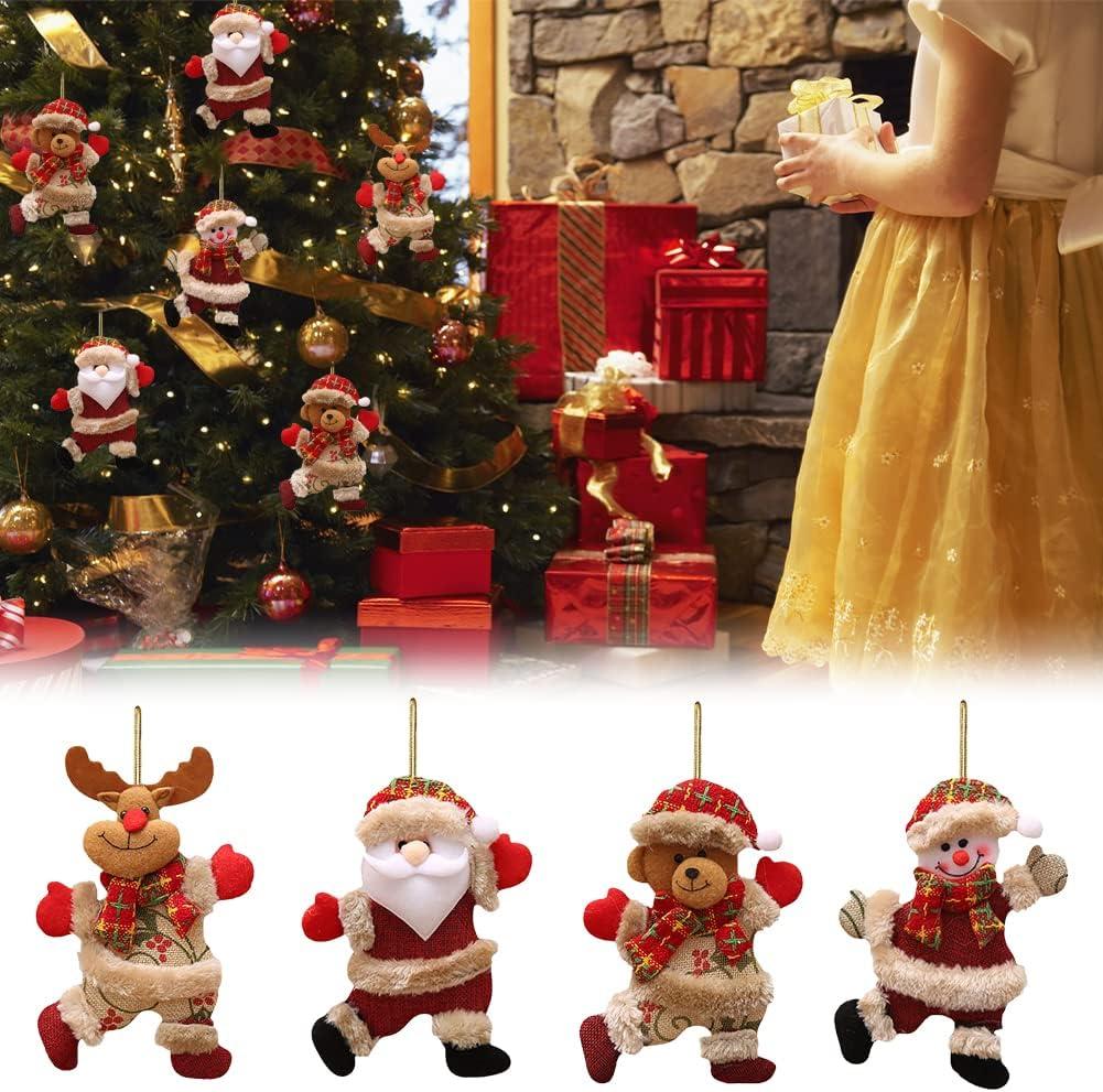 Bộ 4 mặt dây chuyền cây thông Noel trong vải, treo