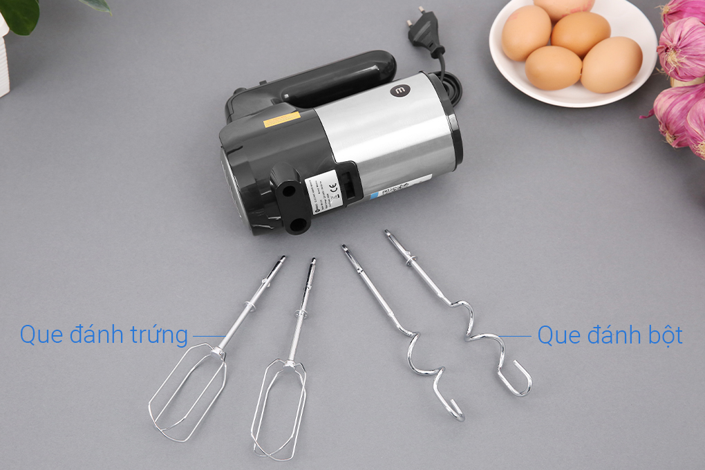 Máy đánh trứng Mishio MK215 300W - 5 tốc độ, đi kèm que đánh bột và đánh trứng - Hàng chính hãng