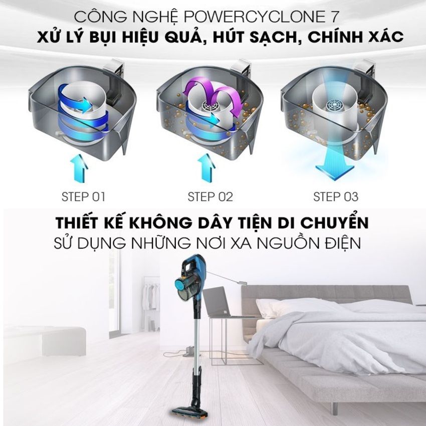 Máy hút bụi cầm tay không dây dạng cán 3 trong 1 SpeedPro Aqua thương hiệu Philips FC6729/82 - Hàng Chính Hãng