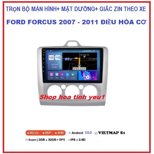 Màn hình dành cho ô tô dvd android 9 inch theo xe Ford FORCUS kèm MẶT DƯỠNG đời 2007-2011