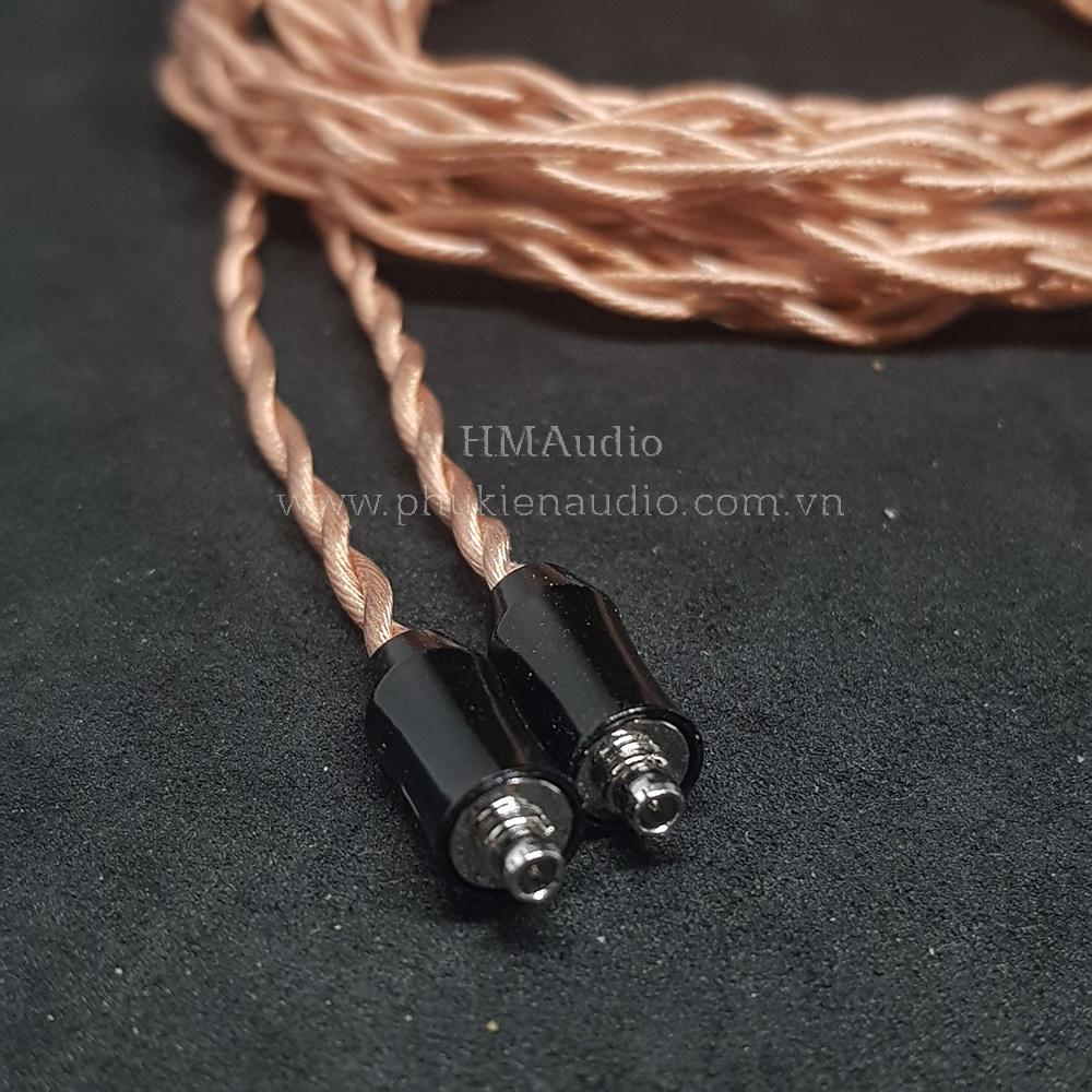 Dây tai nghe đồng OFC 1.2mm tết 4 - Connector MMCX mạ Rhodium