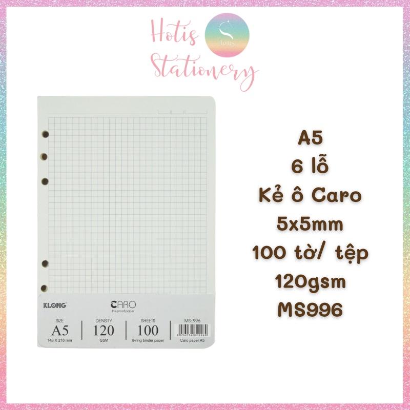 Ruột sổ còng, giấy refill binder KLong A5/B5/A4 120gsm - 100 tờ/ tệp