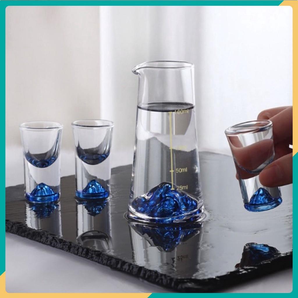 COMBO 6 LY VÀ 1 BÌNH THỦY TINH BLUE MARIS