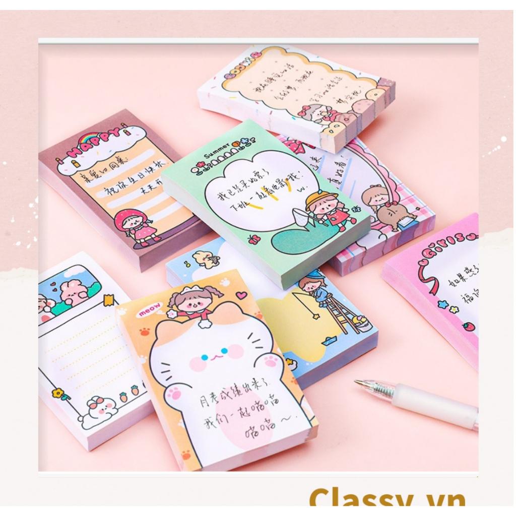 Giấy ghi chú Classy 80 trang, kích thước 6X9 cm, giấy note nhiều màu họa tiết cute hàn quốc PK1525