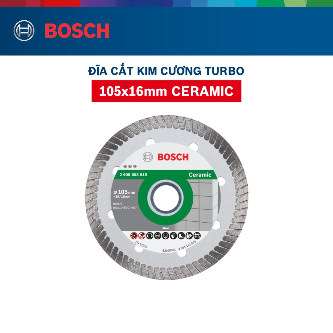 Đĩa cắt kim cương Bosch Turbo 105x16mm ceramic