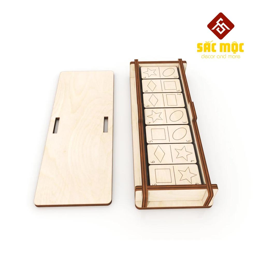 Bộ cờ Dominoes Hình Học 28 quân gỗ #45 | Domino tô màu Size 160*60*20 mm