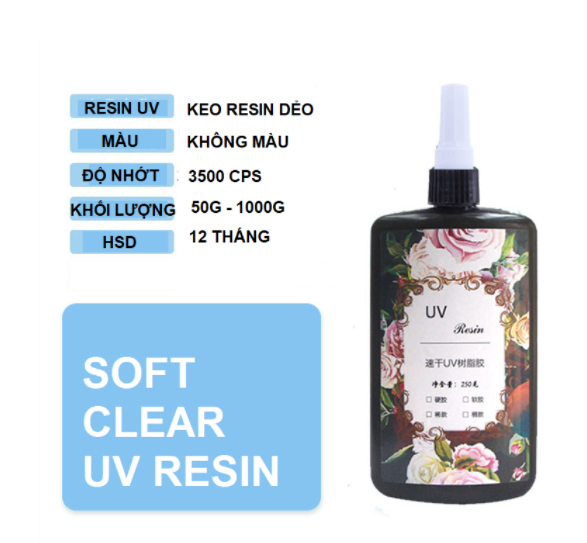 Keo RESIN UV Trong Suốt Loại Dẻo 50g