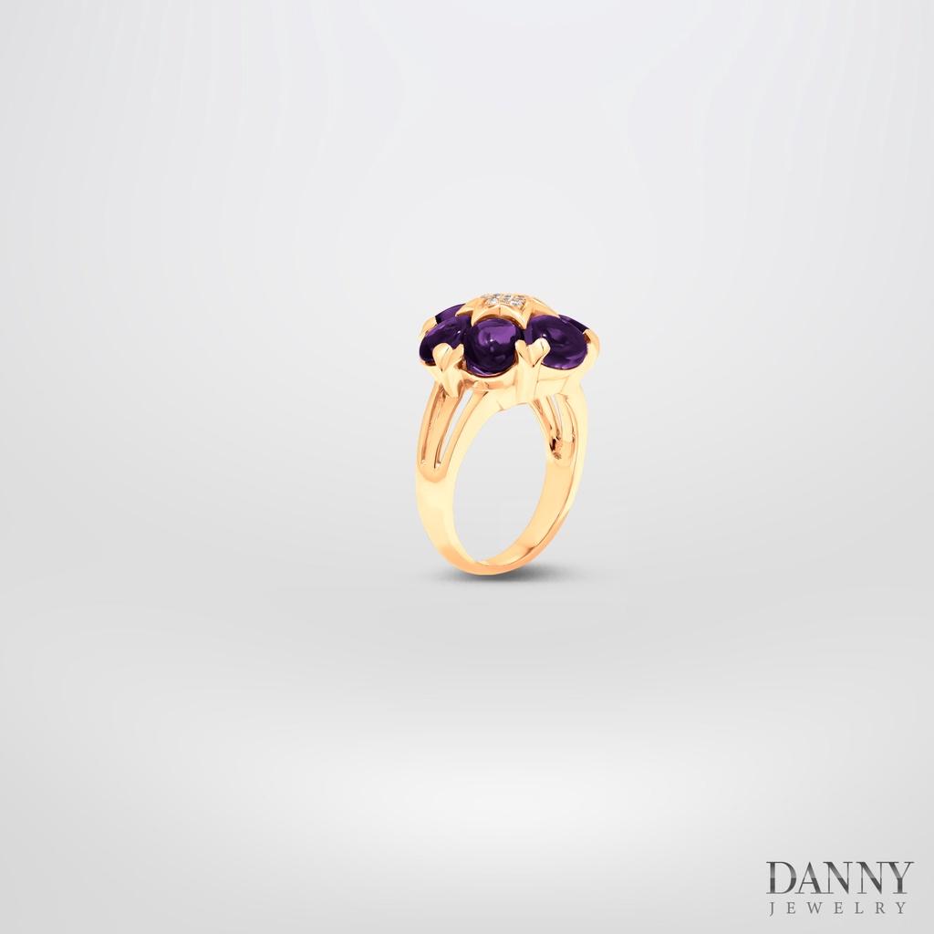 Nhẫn Nữ Danny Jewelry Bạc 925 Đính Đá Amethyst/Smoky Quartz Xi Vàng hồng/Rhodium N0091