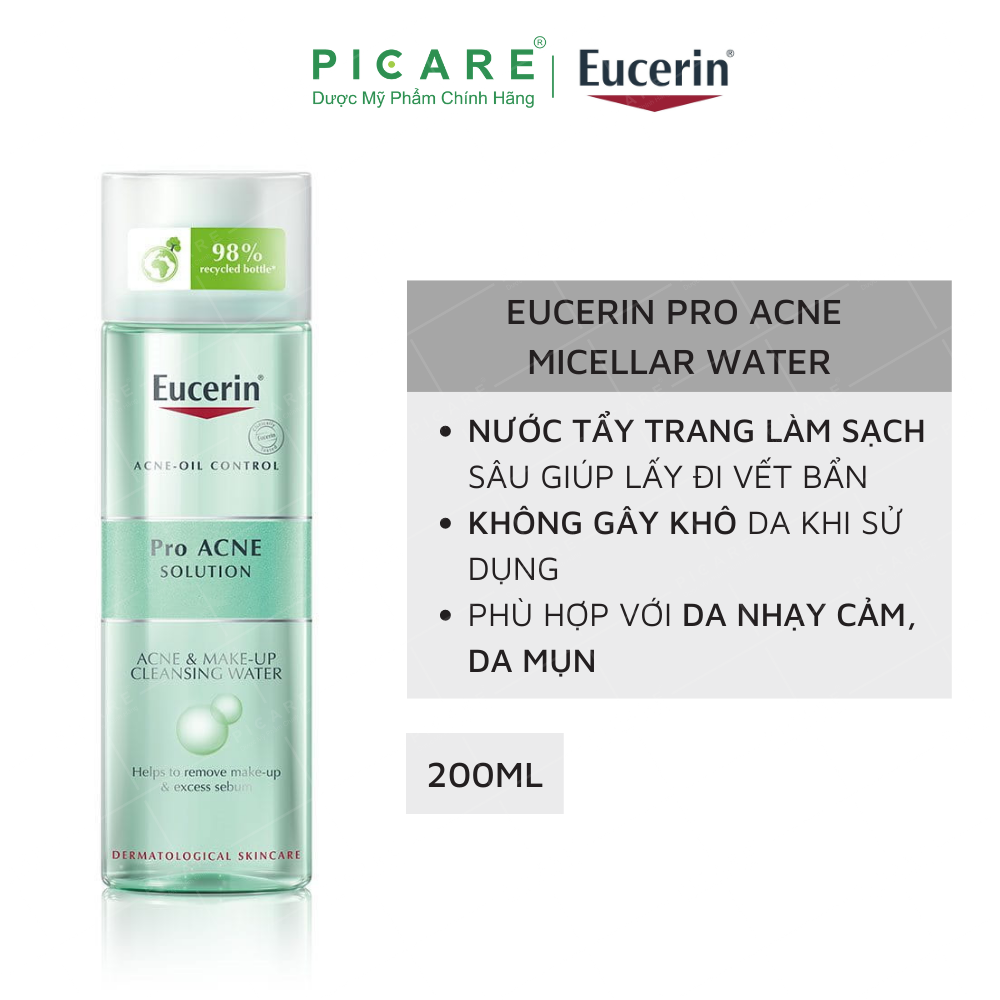 Nước Tẩy Trang Da Mụn Eucerin Pro ACNE Solution Acne & Make-up Cleansing Water 200ml