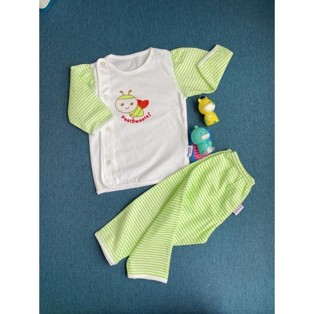 Bộ dài tay cotton cài vai cho bé sơ sinh, bộ sơ sinh cho bé gái