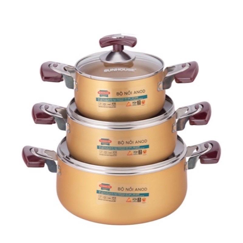 Bộ nồi SH6634 chất liệu nhôm dùng bếp gas bếp hồng ngoại