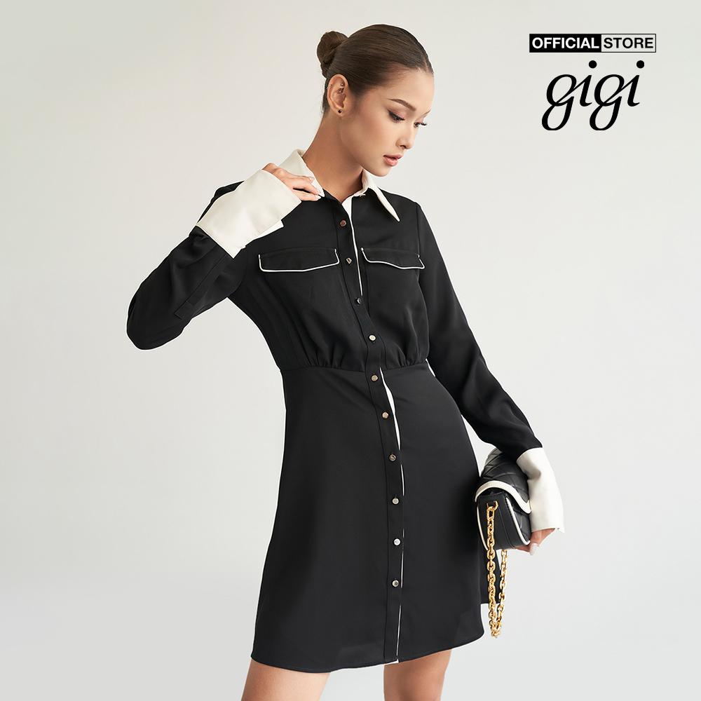 GIGI - Đầm mini sơ mi tay dài cổ bẻ thanh lịch G2107D222196
