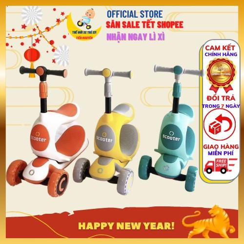 Xe trượt scooter 3 in 1 cao cấp, bảo hành 6 tháng, Xe scooter cho bé chòi chân đa năng