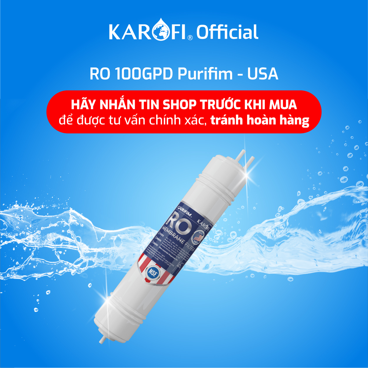 Màng Ro 100Gpd Purifim - Usa Mỹ - Hàng Chính Hãng