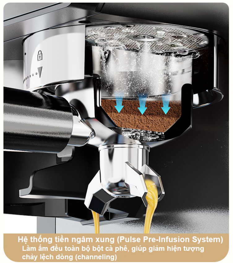 Máy pha và xay cà phê bán tự động 3 trong 1 Espresso, Cappuccino, Latte thương hiệu Mỹ cao cấp HiBREW H20 - Công suất 1500W 20bar - Hàng nhập khẩu