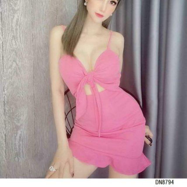 Đầm body đuôi cá cột nơ ngực sexy