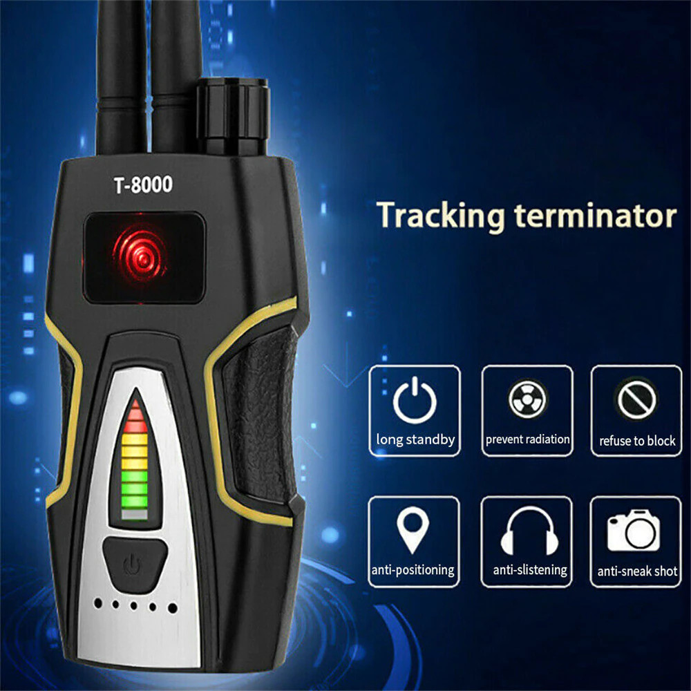 Máy Phát Hiện Camera Mini, Thiết Bị Nghe Trộm, Định Vị GPS T-8000 RF Detector Kèm Củ Sạc