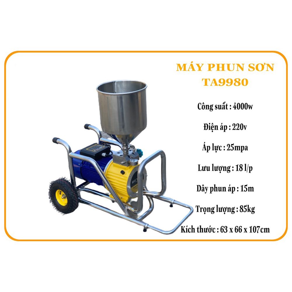 Máy Phun Xịt Sơn Bột Bả Đa Năng ABG TUAN TA-9980, Công Suất 4000W, Có Thể Phun Tới 18 Lít/Phút – Hàng Chính Hãng