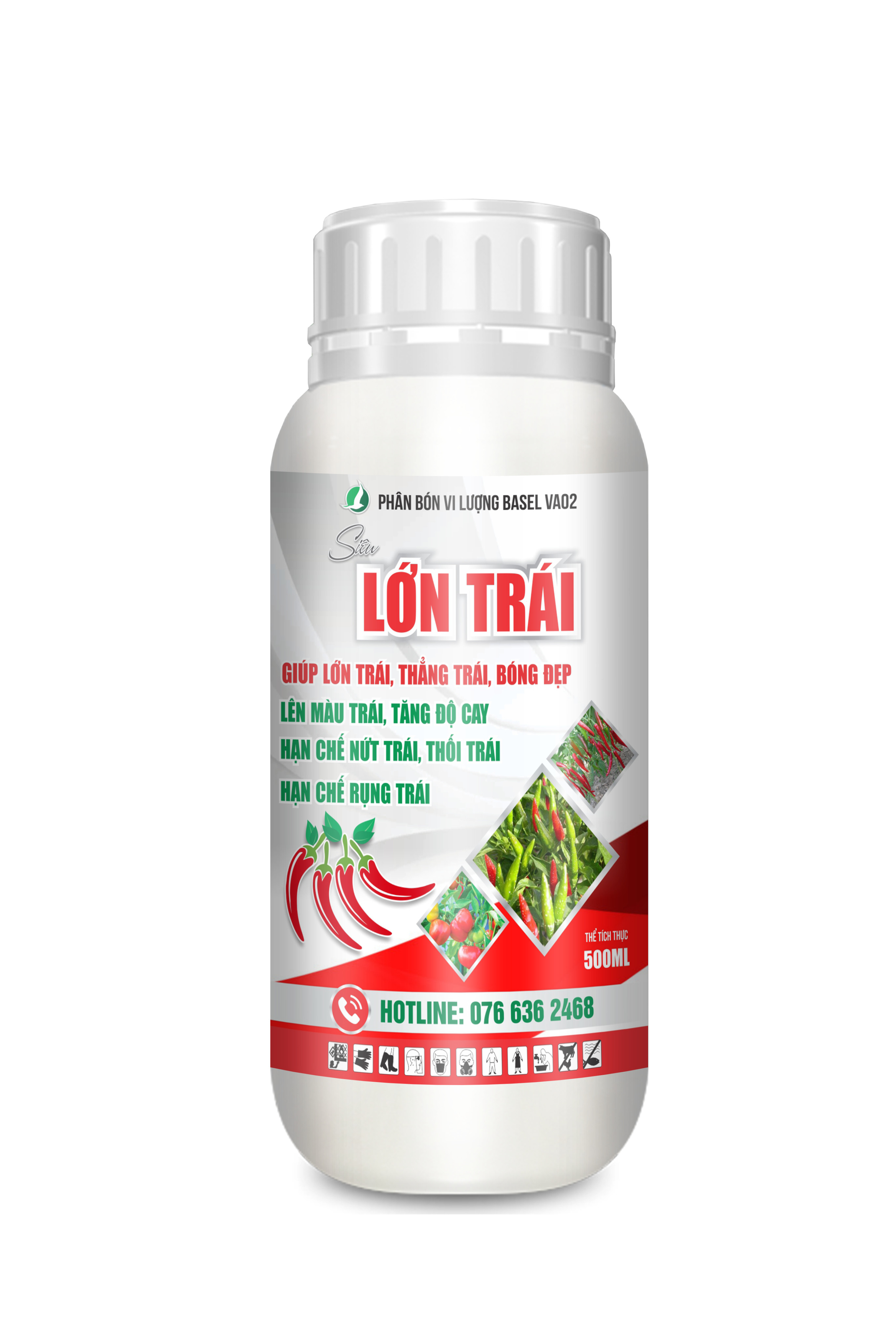 PHÂN BÓN LỚN TRÁI ỚT - GIÚP TRÁI LỚN NHANH, THẲNG TRÁI, TĂNG MÙI VỊ, HẠN CHẾ NỨT/THỐI TRÁI CHAI 500ML