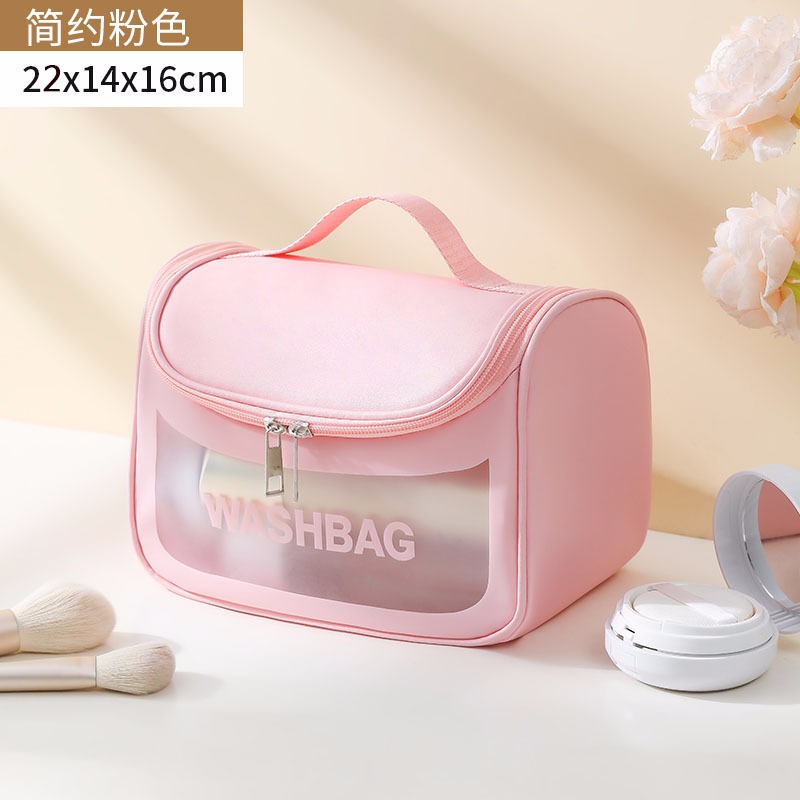 Túi đựng mỹ phẩm du lịch WashBag DẠNG HỘP có quai xách mini trong suốt, Túi đựng đồ trang điểm makup chống nước - Chính Hãng 