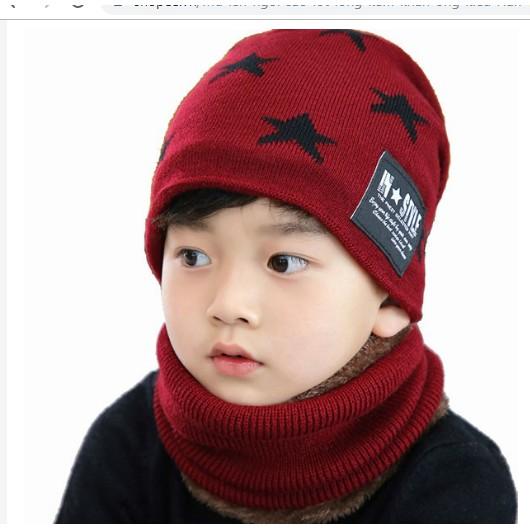 Mũ len kèm khăn lót lông cho bé hình ngôi sao cực đẹp cực đáng yêu