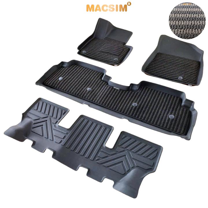 Thảm Lót Sàn 2 Lớp TPE Macsim Kia Rondo Chuẩn Form, Bền, Không Mùi (sd3 xám đen ct)