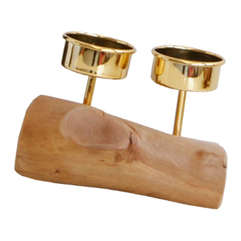 Wooden Base Candle Holder Candlestick Tealight Home Office Desktop Decor