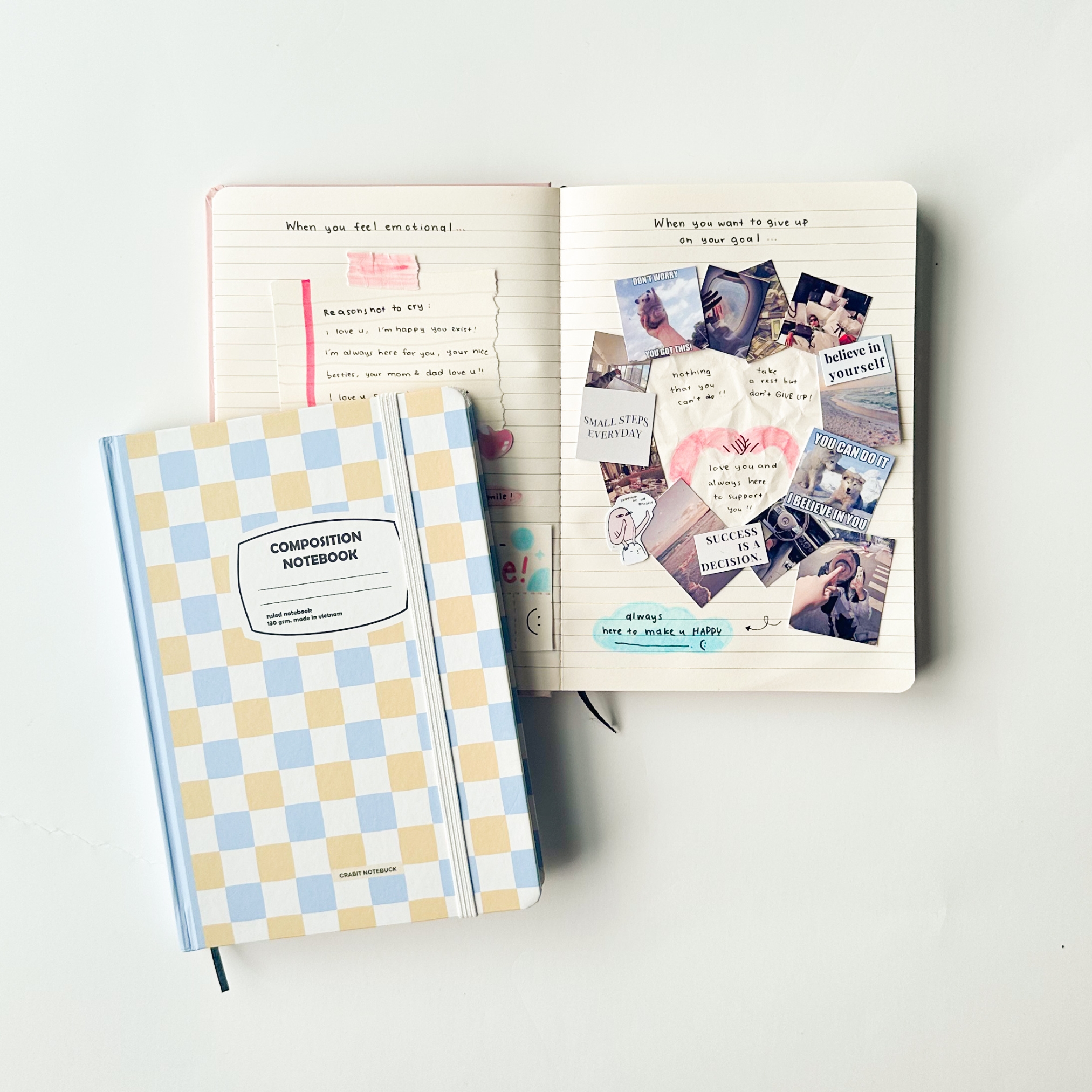 Sổ tay A5 ghi chép tiện dụng 130gsm Crabit Composition Gingham