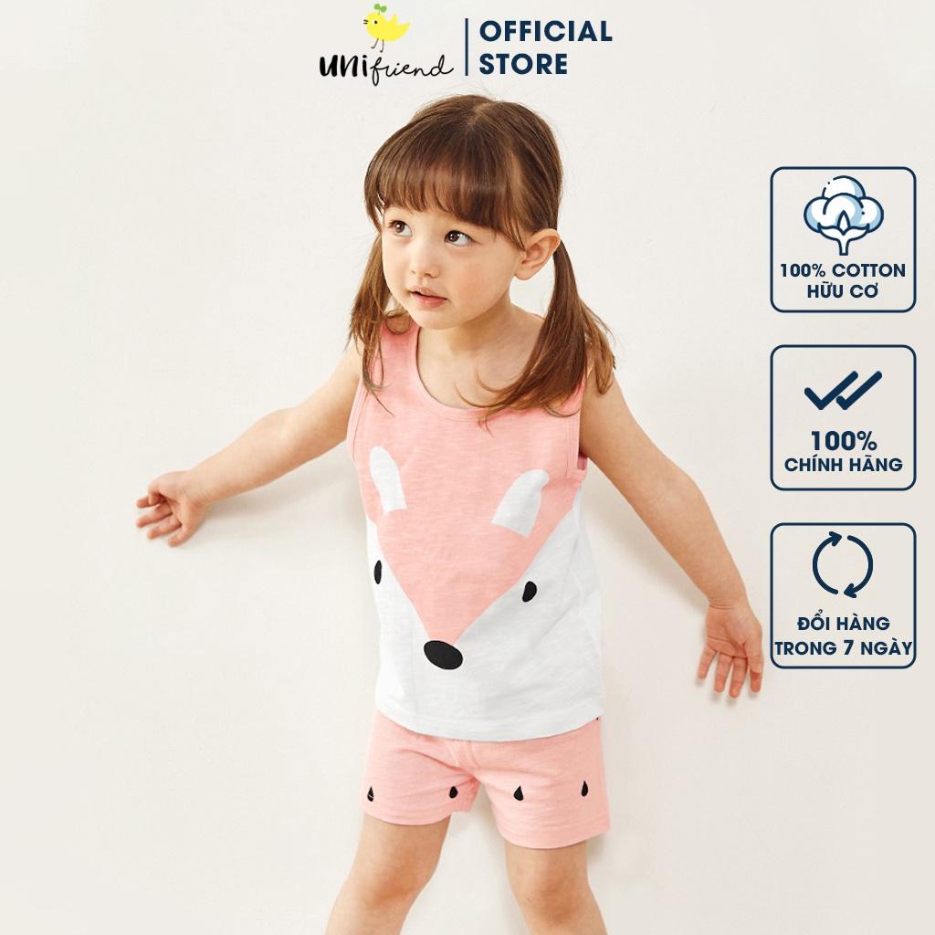 Bộ đồ ba lỗ mặc nhà cotton mịn cho bé gái U4008 - Unifriend Hàn Quốc, Cotton Organic