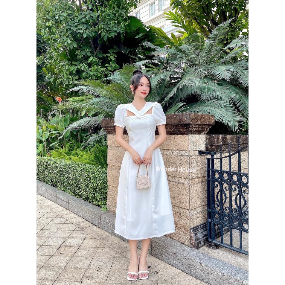 Đầm Wonderhouse cổ yếm form maxi chất vải dày dặn dự tiệc, đi biển sang chảnh - Dori dress 2