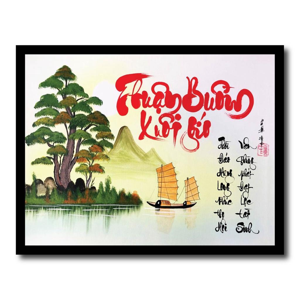 Tranh thư pháp chữ Nhẫn, thuận buồm xuôi gió, tân gia, đồng quê chữ Hạnh Phúc treo tường
