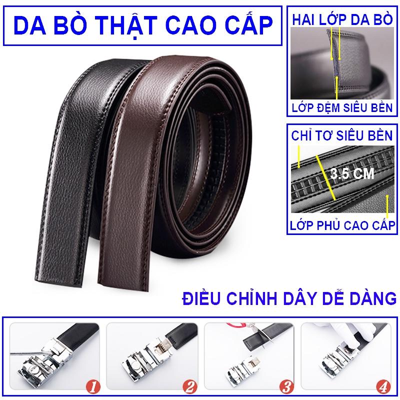 Thắt Lưng da Nam Vicenzo Da Bò Thật cao cấp Khóa tự động dây Răng Cưa, Dây nịt thắt lưng nam da thật - Cam kết 1 đổi 1