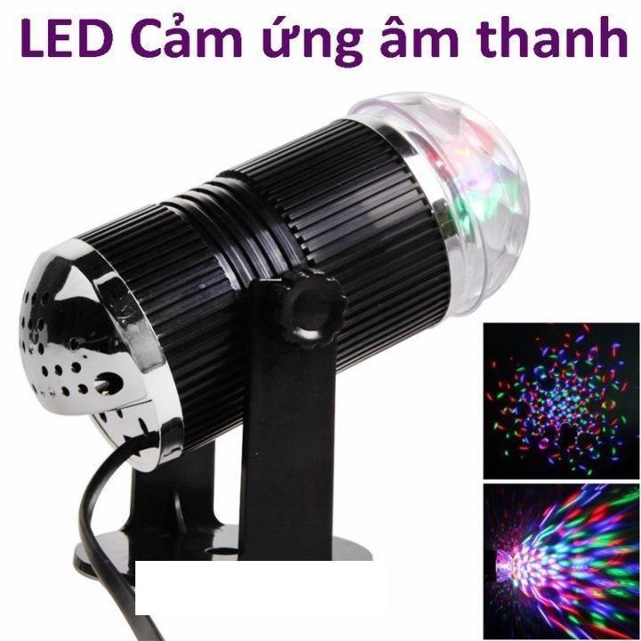 Đèn Led Hình Ống (hình trụ) Cầu Xoay Pha Lê 7 Màu Cảm Ứng Âm Thanh Xoay 360 Độ