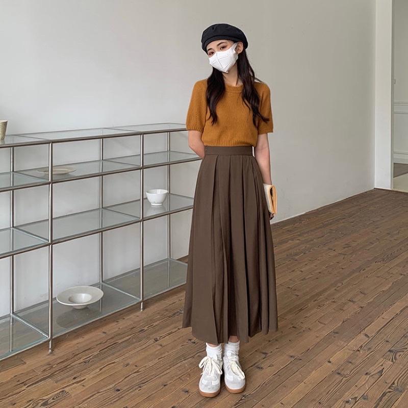 Chân váy ulzzang xếp ly dáng dài