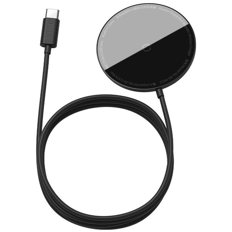 Đế sạc không dây nam châm Baseus Simple Mini Magnetic Wireless Charger dùng cho iPhone 12 Series - Hàng chính hãng