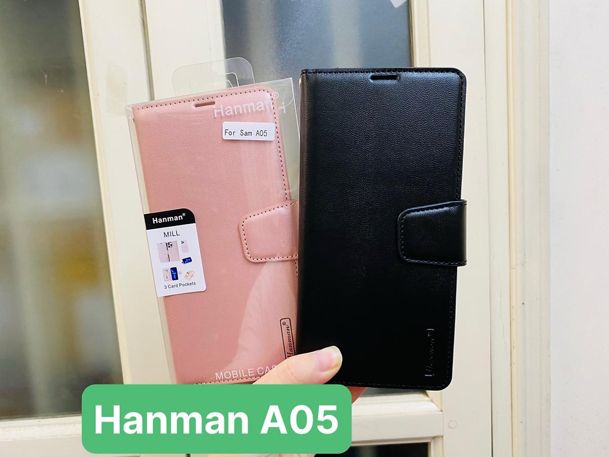 Bao Da Dạng Ví Cho Samsung Galaxy A05s, A05 Chính Hãng Hanman, Có ngăn cài thẻ, ví tiền, và quai gài chắc chắn - hàng chính hãng