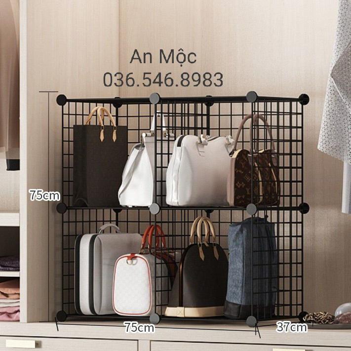 Giá để túi sách lắp ghép 2 tầng 4 ngăn tiện ích