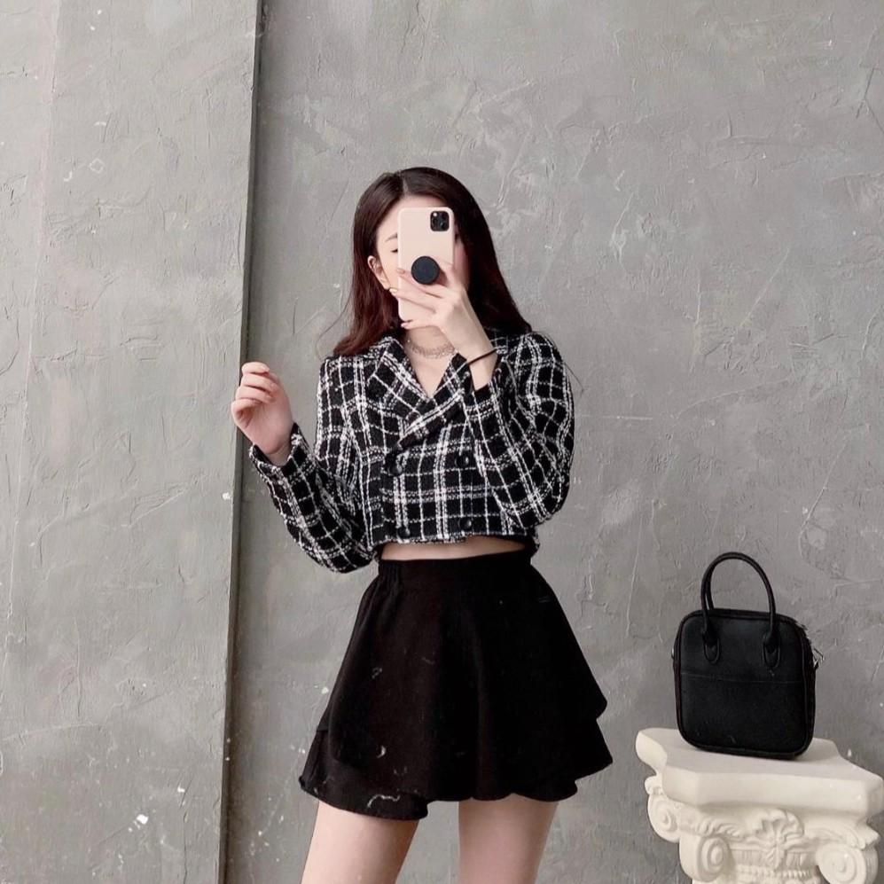 Quần váy xoè 2 tầng chun co giãn đen tingoan NORTHIE SKORT