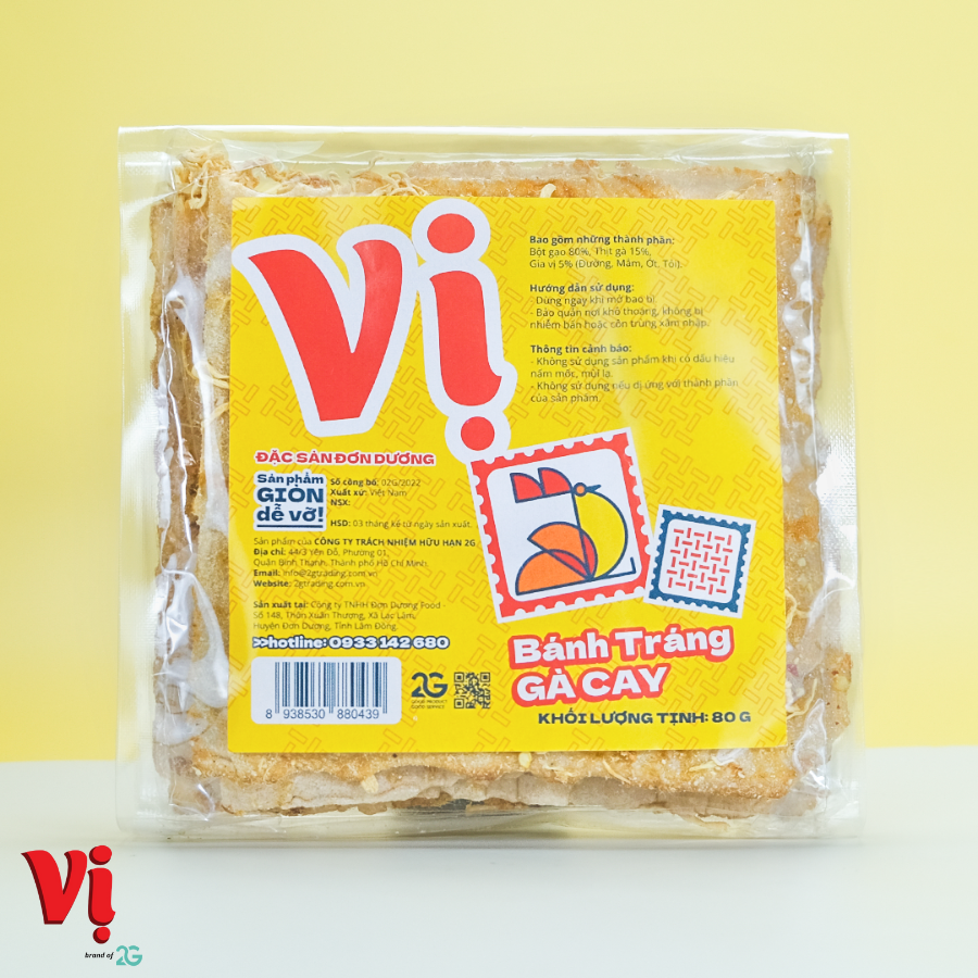 Bánh Tráng Gà Cay Vị - Túi Mini 80g