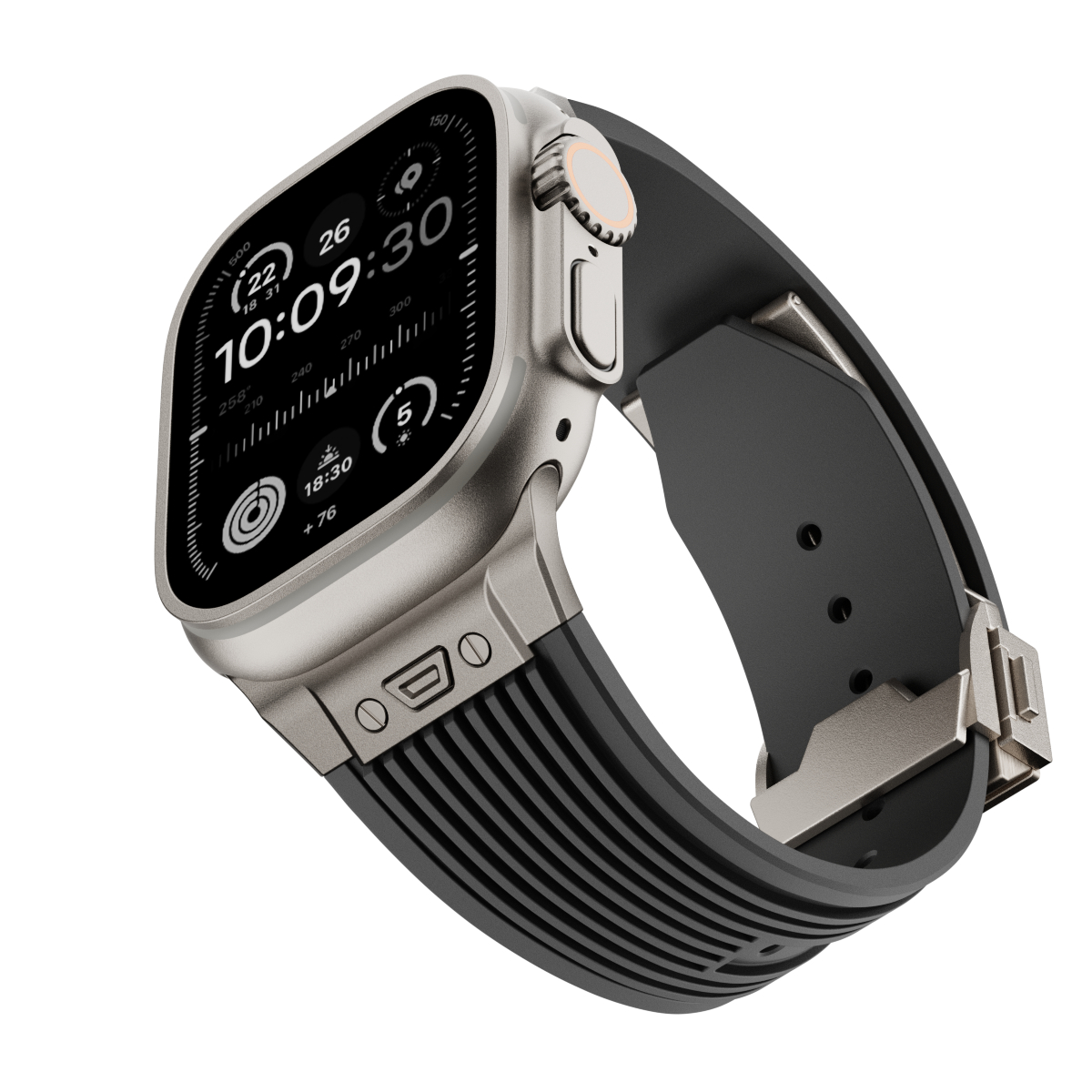 Dây Silicone Đầu Nối Kim Loại Hublot Style cho Apple Watch Ultra 1/2 &amp; Apple Watch Series 4/5/6/7/8/9/SE/10 Size 44/45/46/49mm - Hàng Chính Hãng