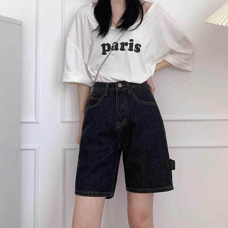 Quần short jean ống rông, quần short jean cạp cao phong cách C24