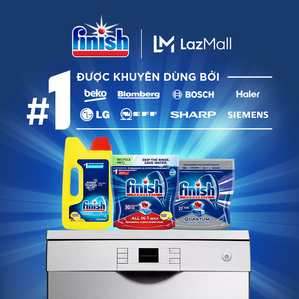 Combo 03 túi Viên Rửa Chén Bát Finish Powerball Quantum 27 viên