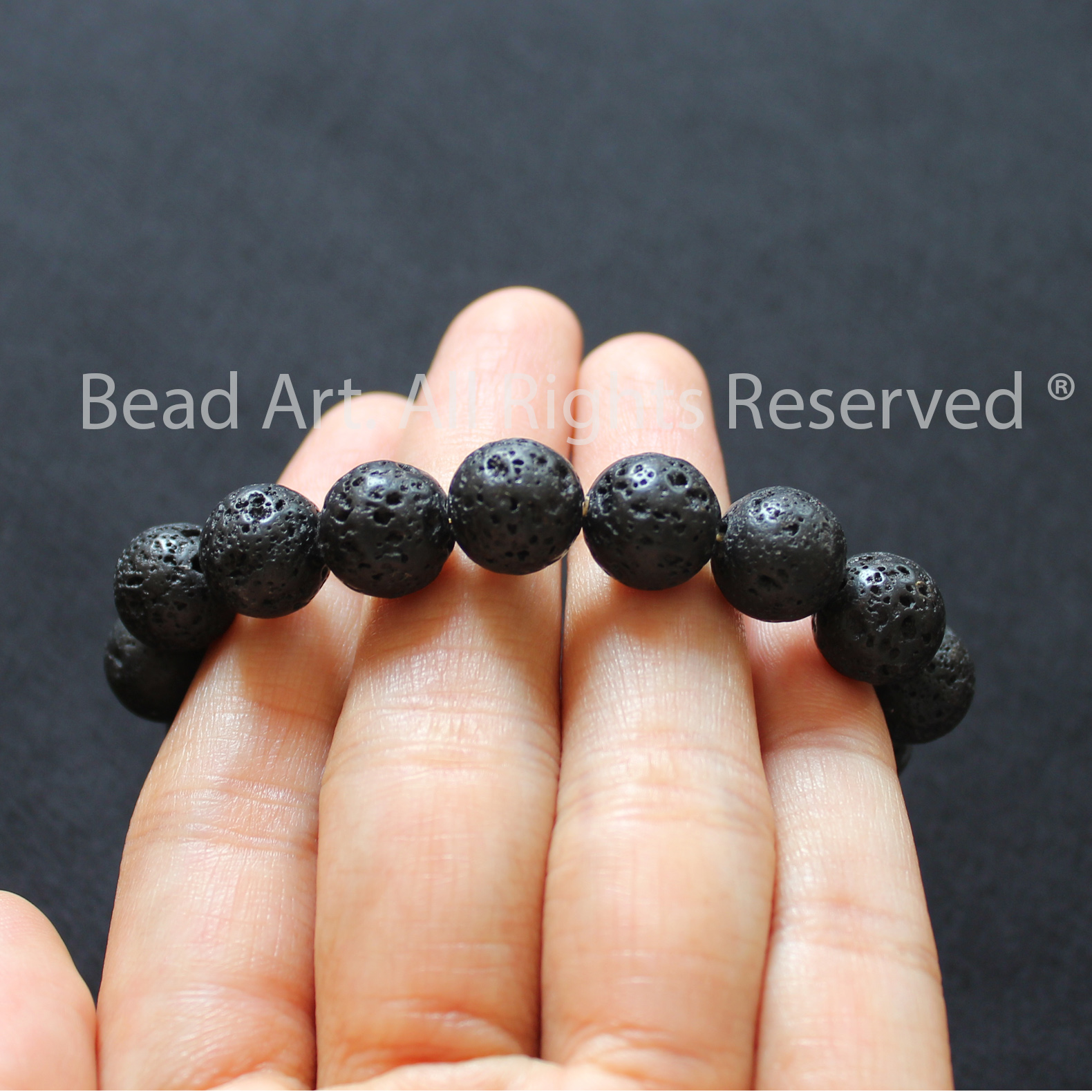 Vòng Tay 10MM Đá Dung Nham Núi Lửa, Black Lava Tự Nhiên Màu Đen, Loại AA, Thuỷ, Mộc, Đá Phối Vòng Tay Phong Thuỷ, Trang Sức, Chuỗi Hạt - Bead Art