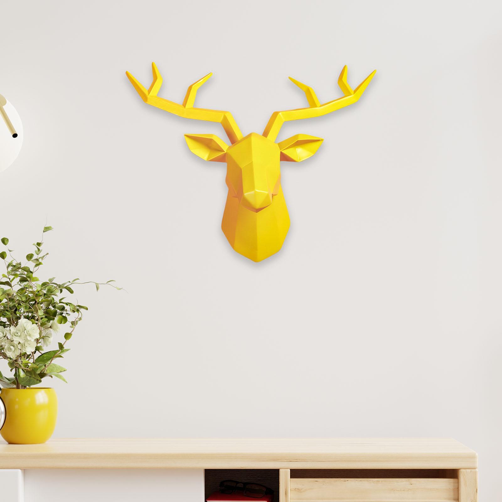 2x Resin Deer Head Sculpture Wall Mount Animal Statues Figurines Decor
