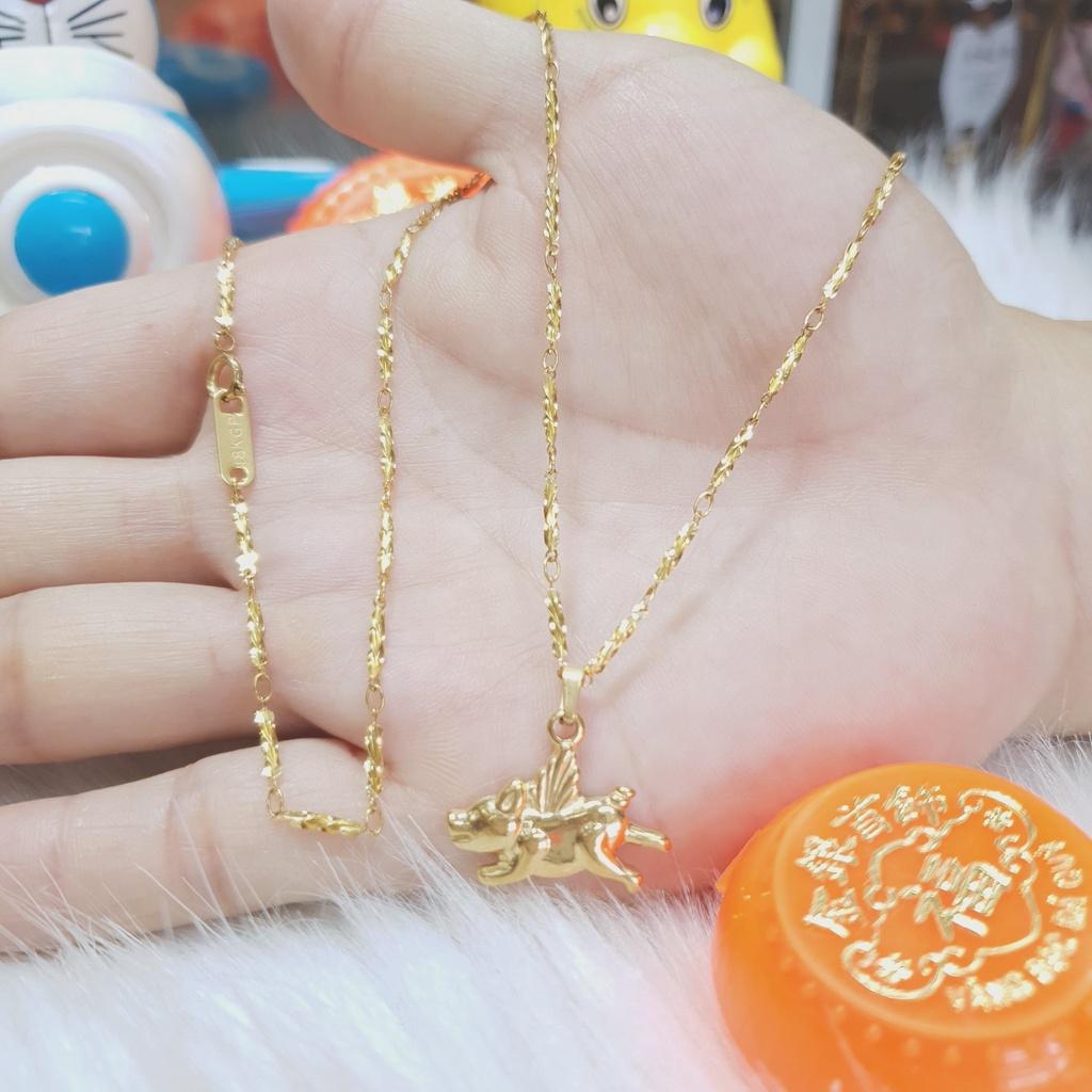 Dây Chuyền Trúc Mặt Heo Đúc Nhẹ Titanium Mặt Tượng Cao Cấp- Dùng tắm rửa thoải mái không