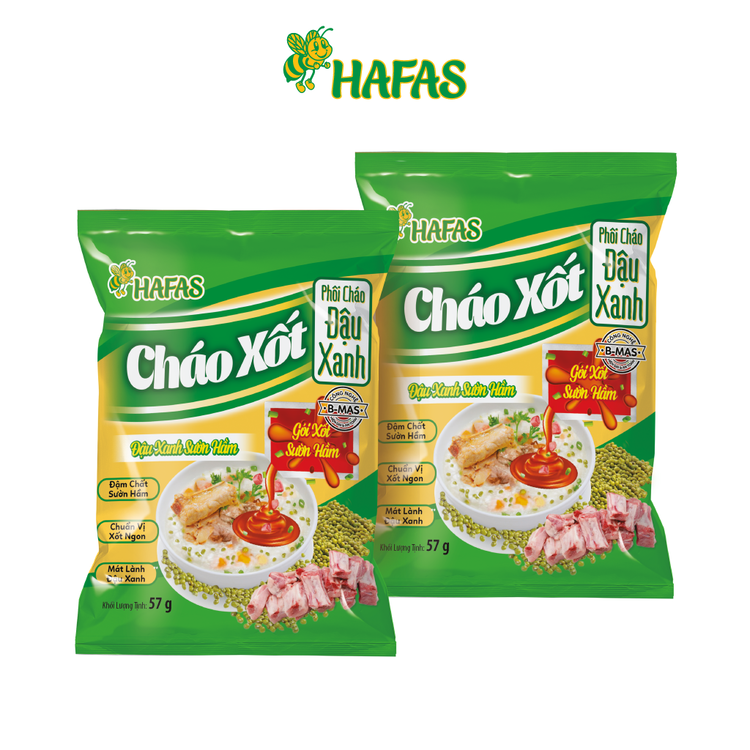 (Thùng 30 gói) - Cháo Xốt Đậu xanh Sườn hầm HAFAS - Ăn Liền - Gói 57gr